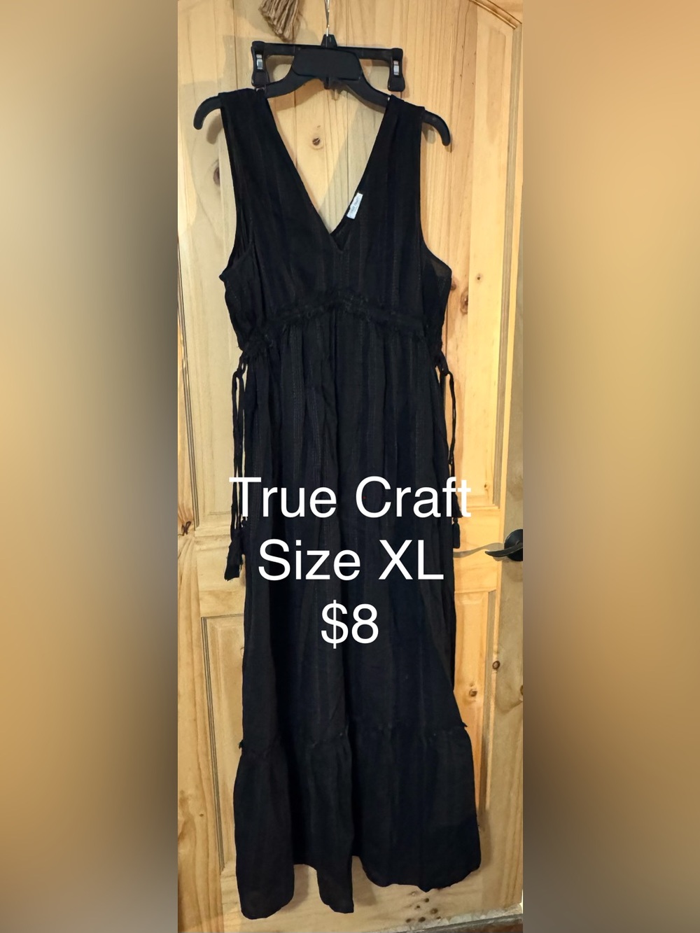 True Craft Black Sleeveless Maxi Dress with Side Ties